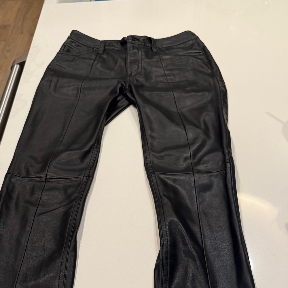 Hudson Jeans Black Faux Leather Straight Leg Pants